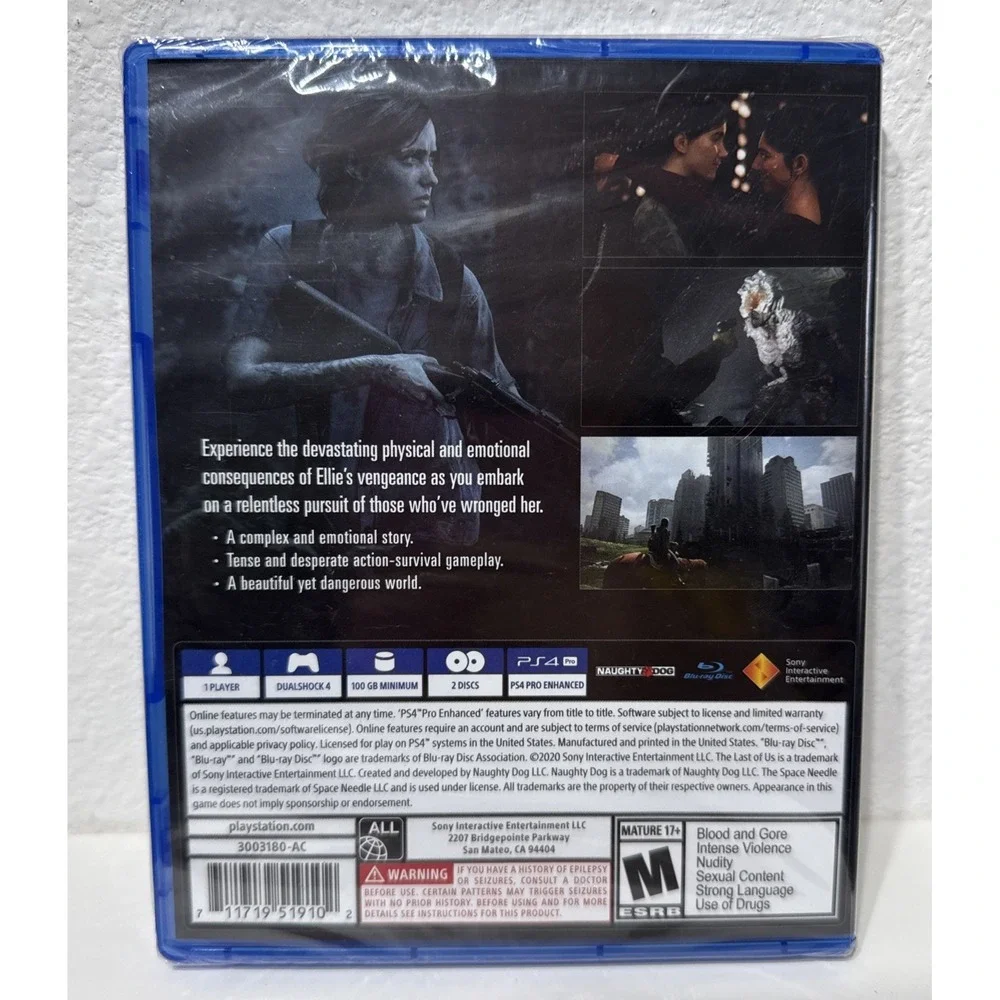 The Last of Us Part II -Sony PlayStation 4 Naughty Dog Rated M 3003180-AC Sealed